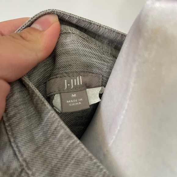 J Jill Womens Med Popover Tunic Shirt Gray Heather L-Sleeve Tencel Linen - Picture 5 of 9